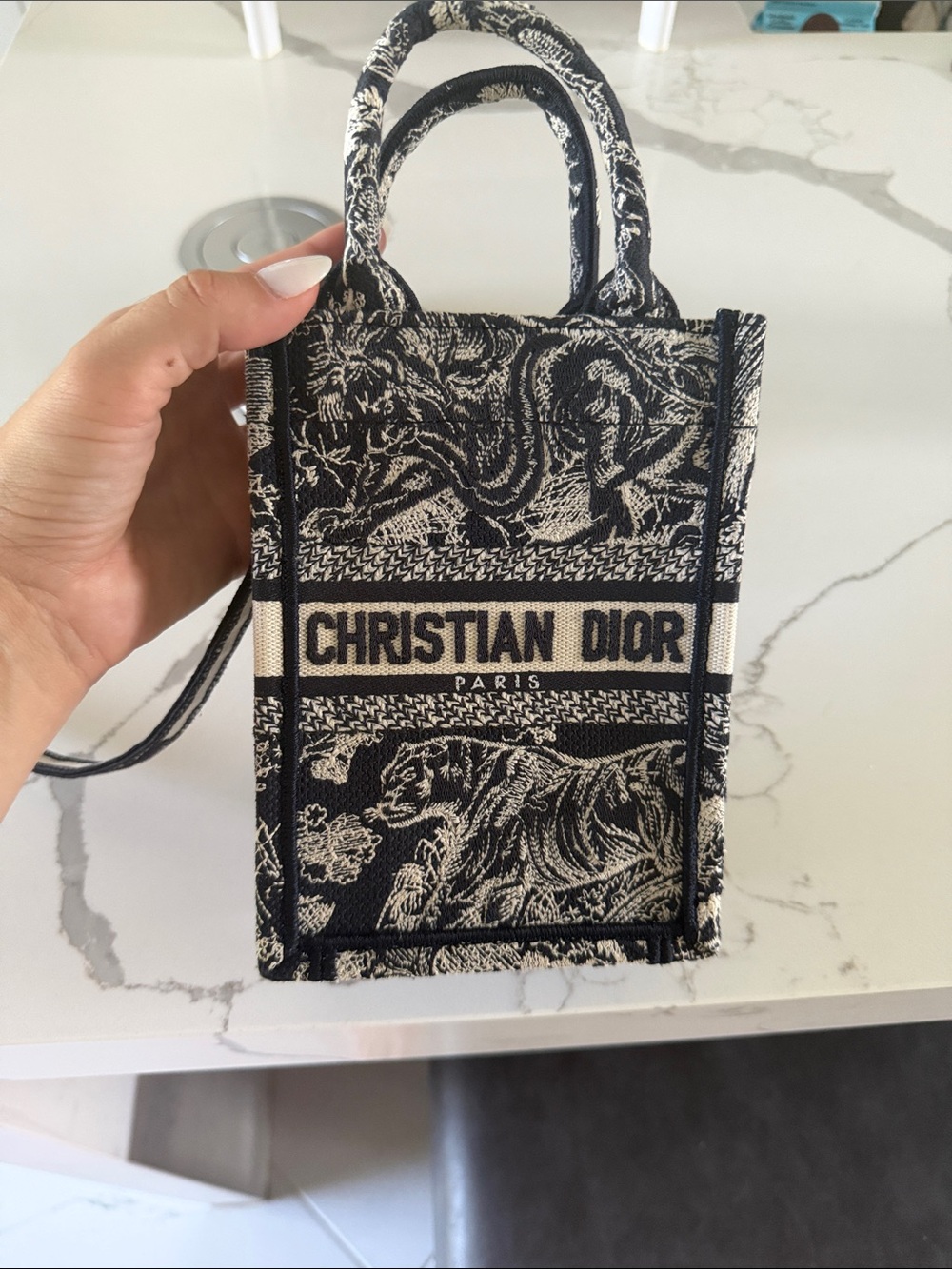 Dior Black & Cream Mini Book Tote Crossbody